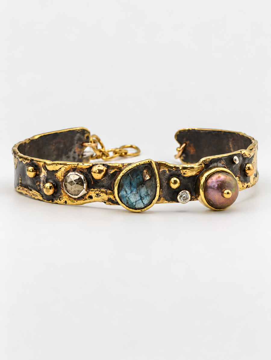 Labradorite Pearl Cuff