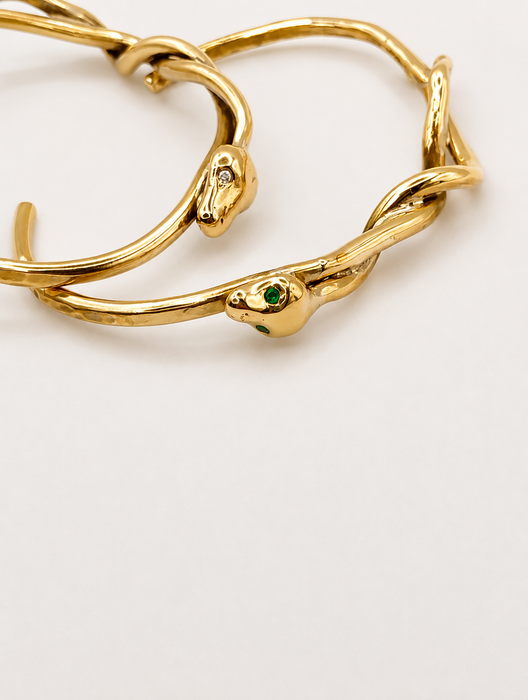Snake Cuff with Diamond or Emerald Eyes