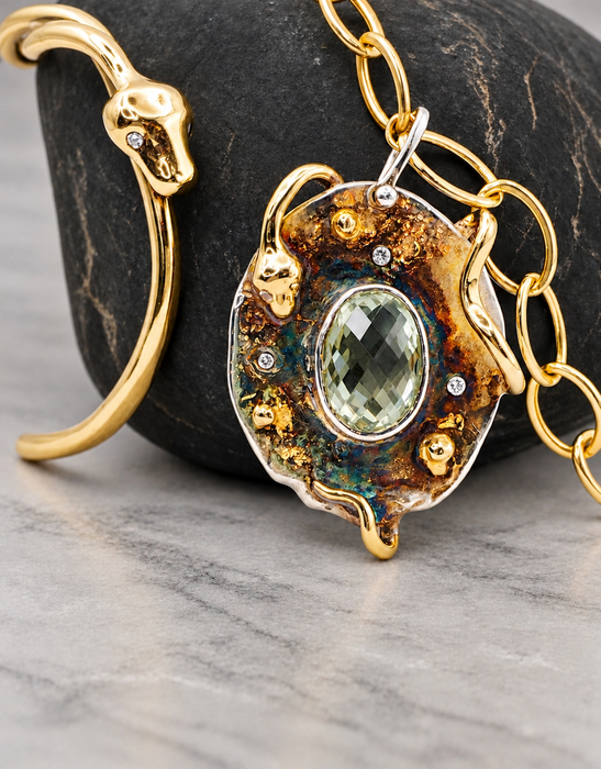 Snake Pendant with Green Amethyst