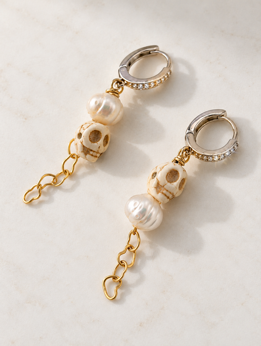 Ivory Skull Earrings