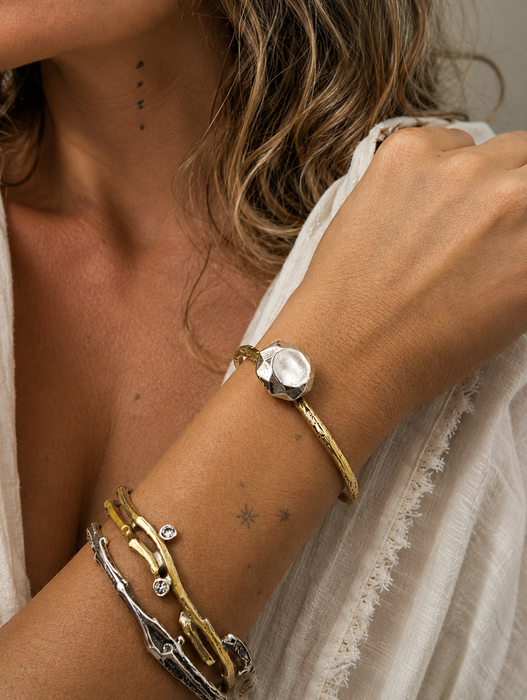 Silver Diamond Cuff