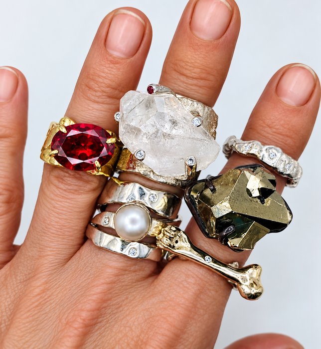 Silver Pearl Diamond Wrap Ring