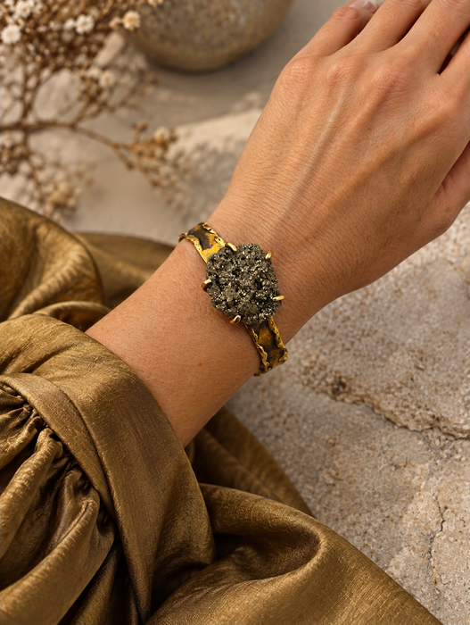 Pyrite Brass Cuff
