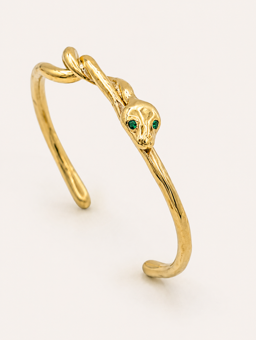 Snake Cuff with Diamond or Emerald Eyes