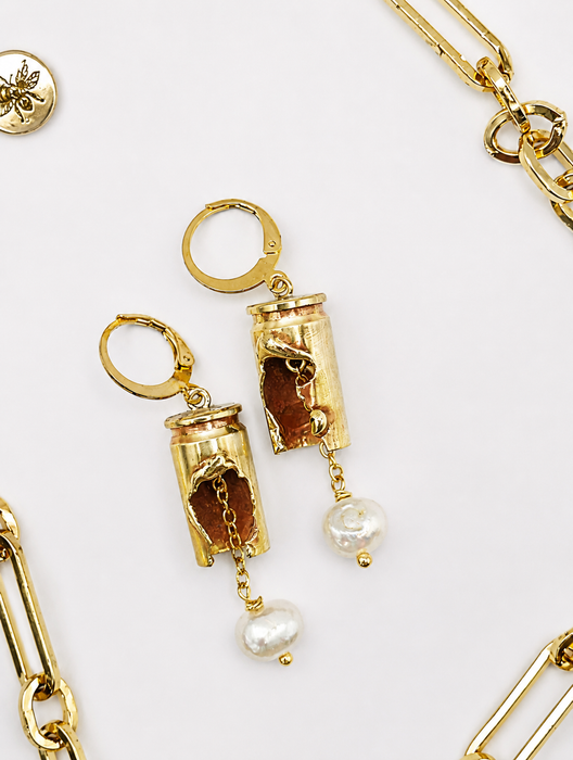 Melted Bullet Pearl Earrings