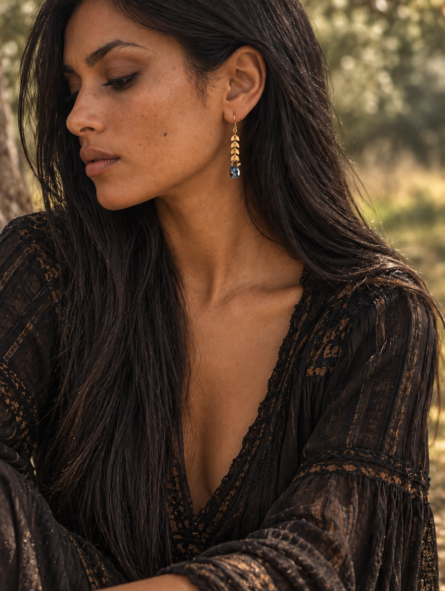 Herringbone Labradorite Earrings