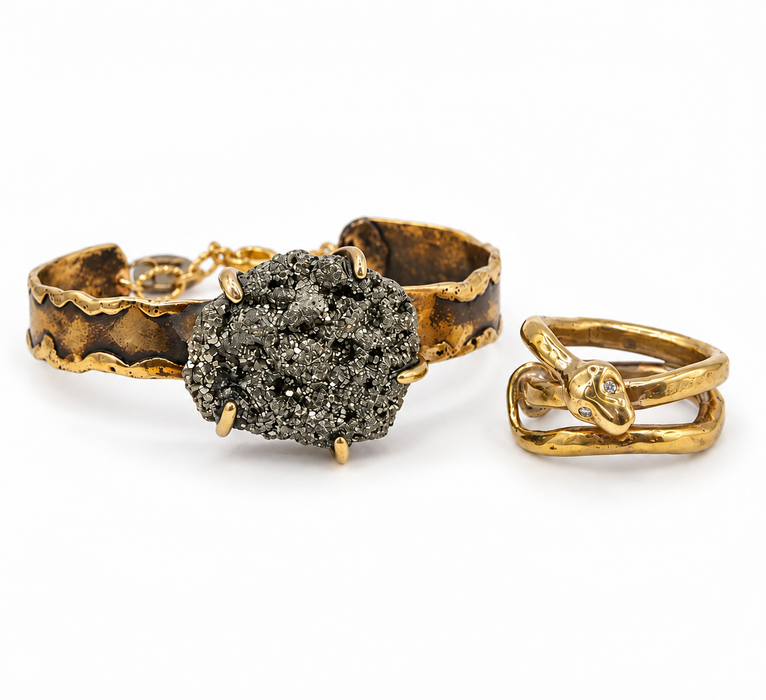 Pyrite Brass Cuff