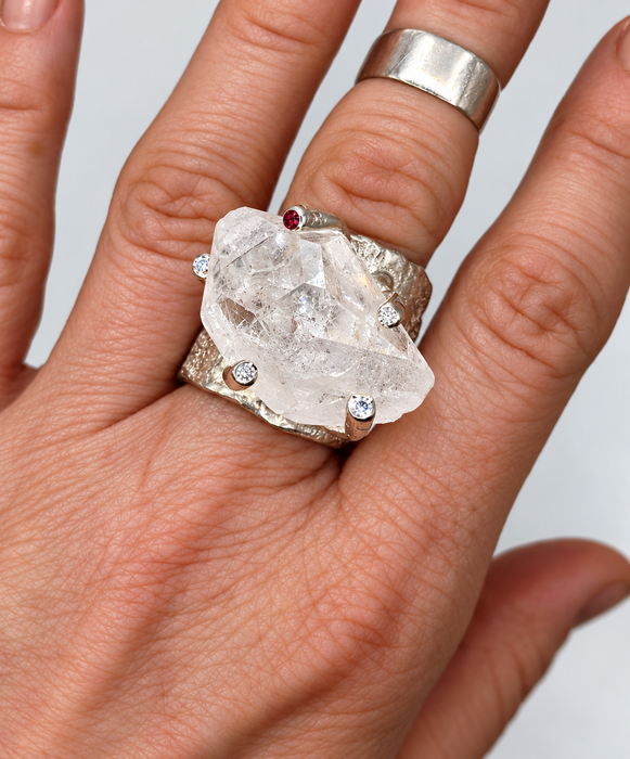 Rock Quartz Diamond Ring