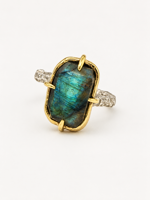 Labradorite Ring with Branch Band