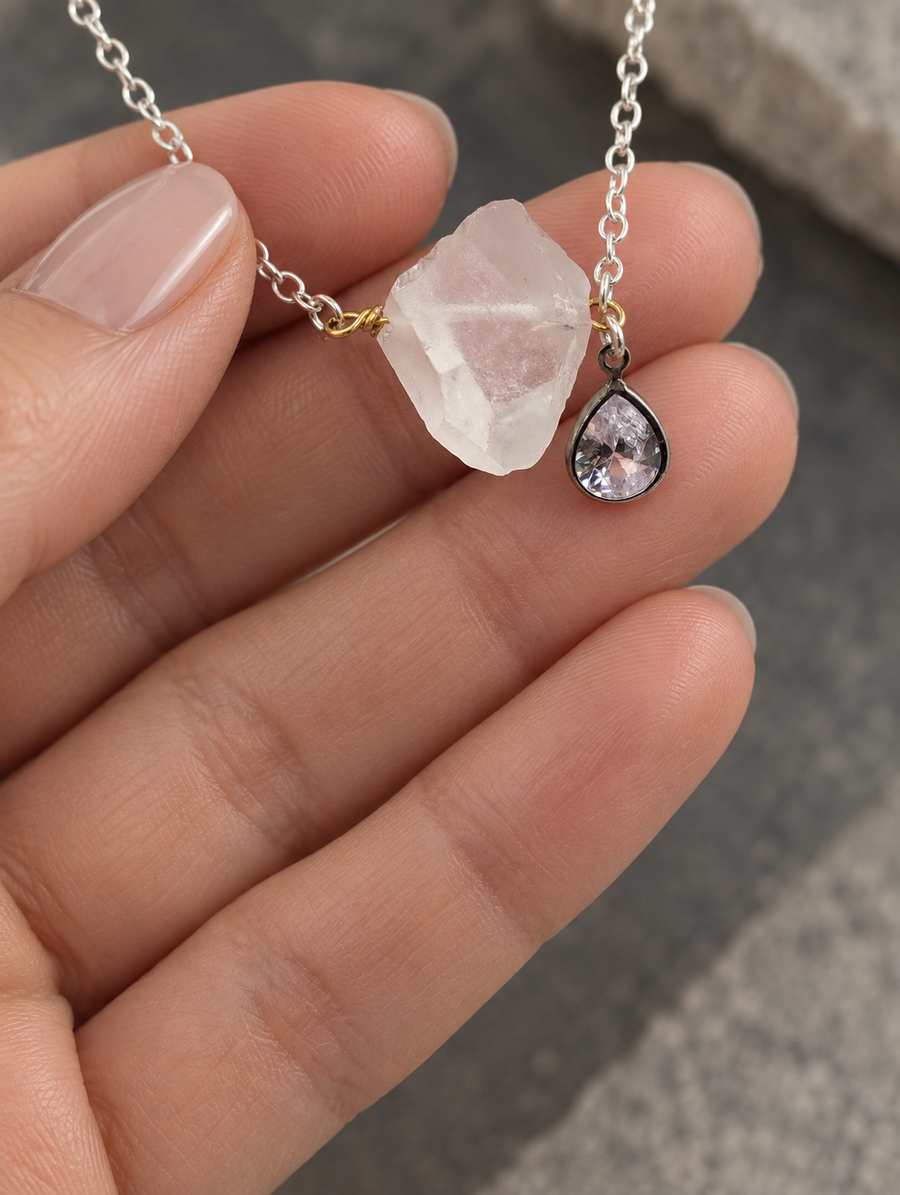 Rock Crystal Teardrop Necklace