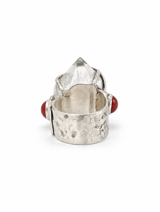 Rock Quartz Carnelian Ring
