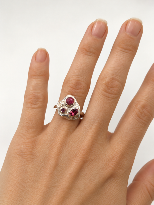Garnet 3-Stone Ring